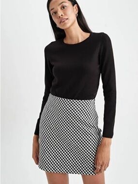 Black & White Gingham Mini Skirt